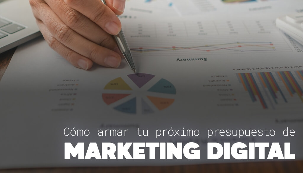 Presupuesto de marketing digital 2027 en una planilla con distribución por canal